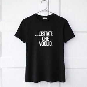 MARELLA by Max Mara Black Tee with Silver Text